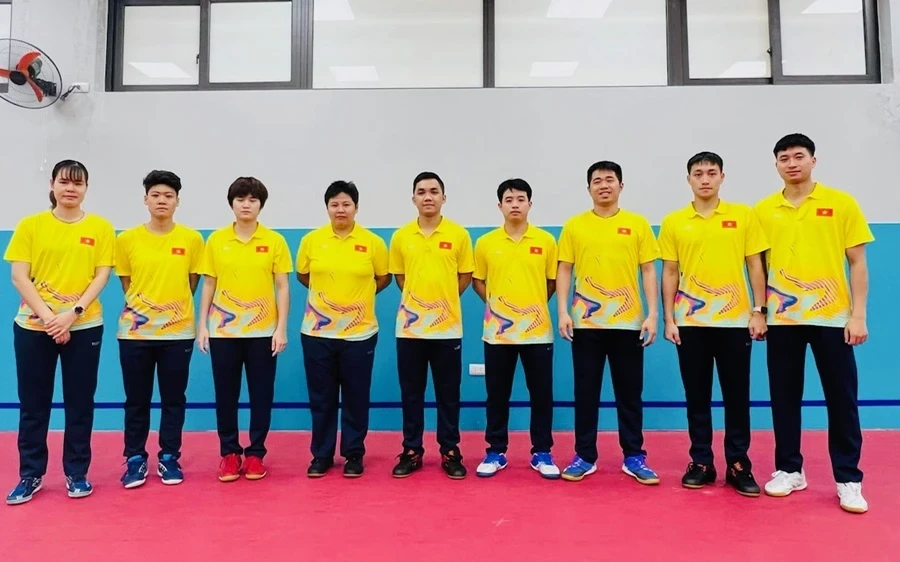 Các tuyển thủ đội tuyển bóng bàn Việt Nam từng thi đấu giải vô địch Đông Nam Á 2024 quyết tâm đạt thành tích cao để có cơ hội lên tuyển năm nay. Ảnh: MINH MINH img-0355-7995.jpg
