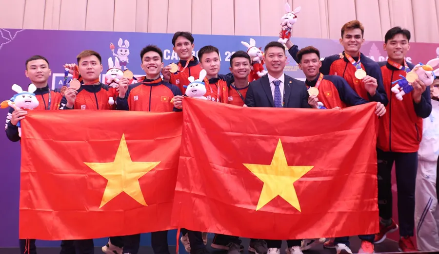Đội karate là đội tuyển thể thao từng giành HCV đầu tiên cho Đoàn thể thao Việt Nam tại SEA Games 32. Ảnh: D.P sea games 1.jpg
