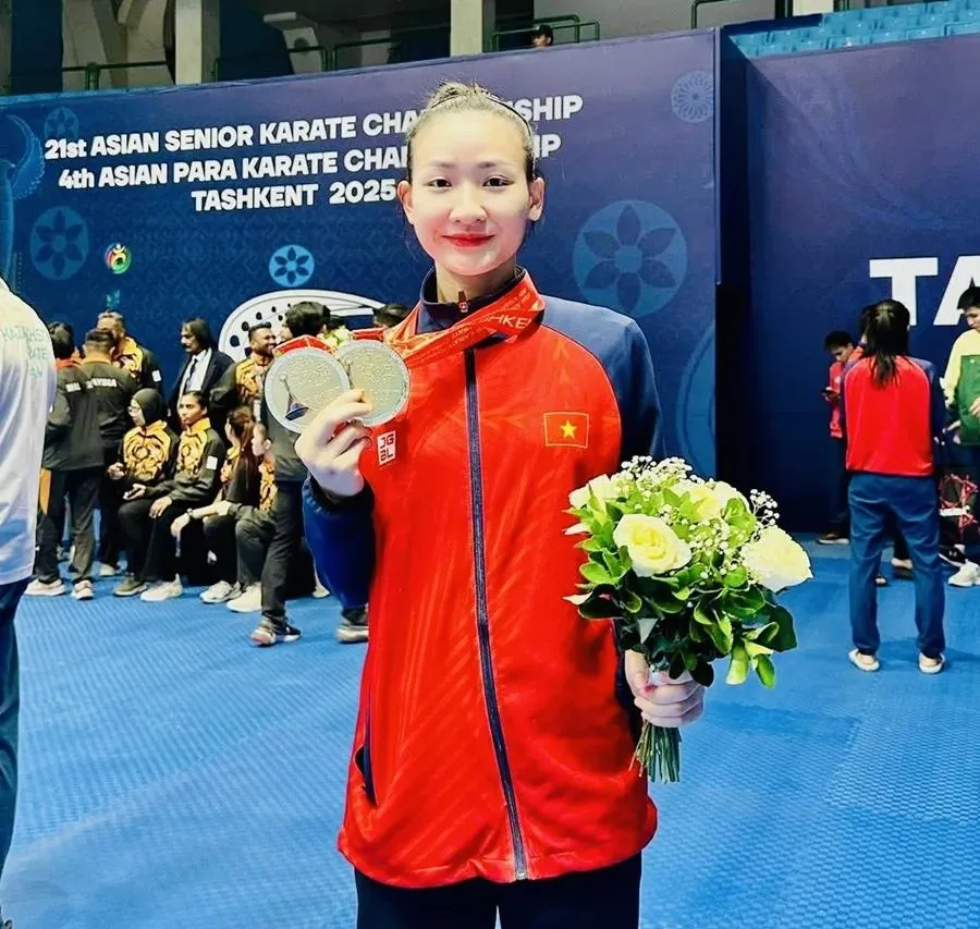 Võ sĩ Hoàng Thị Mỹ Tâm có tham dự giải karate vô địch quốc gia 2025. Ảnh: MỸ TÂM tam 1.jpg