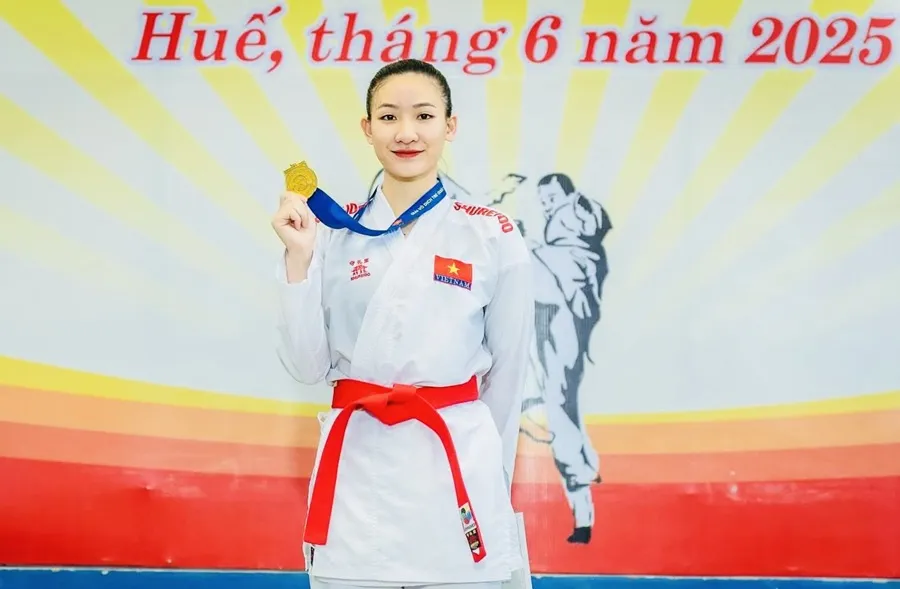 Tuyển thủ Hoàng Thị Mỹ Tâm đã giành HCV tại giải vô địch quốc gia 2025. Ảnh: TANMIDO IMG_6160.jpg