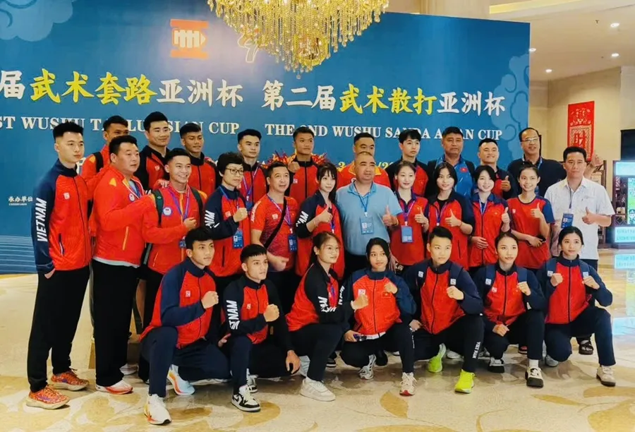 Đội tuyển wushu Việt Nam hoàn thành mục tiêu giành được HCV tại cúp châu Á 2025. Ảnh: MINH MINH IMG_6217.jpg