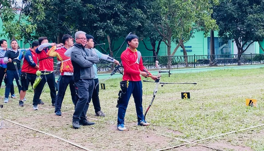 Đội tuyển bắn cung Việt Nam đang tập luyện tại Trung tâm đào tạo vận động viên cấp cao Quốc gia. Ảnh: MINH MINH IMG_6785.jpg