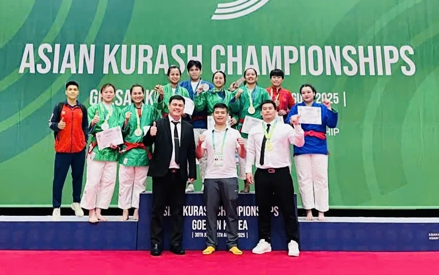 Đội tuyển kurash Việt Nam có vị trí thứ 2 toàn đoàn. Ảnh: NGUYỄN HỮU IMG_6986.jpg