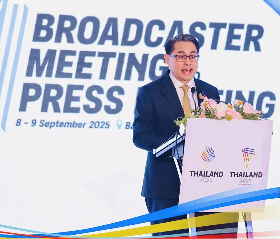 Đại diện Ban tổ chức SEA Games 33-2025 thông báo các nội dung về truyền thông, truyền hình. Ảnh: THAILANDOLYMPIC