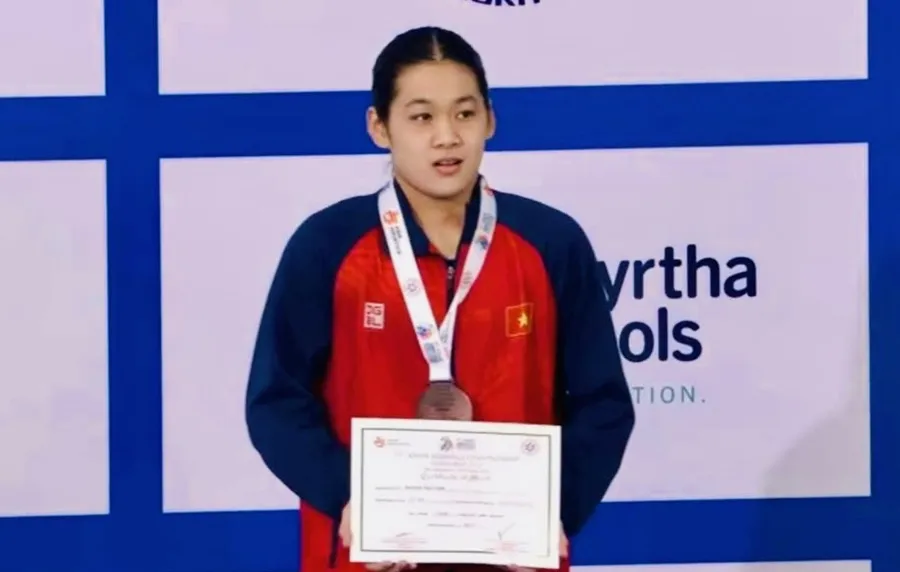 Tuyển thủ Nguyễn Thúy Hiền của đội tuyển bơi Việt Nam. Ảnh: HOÀNG VŨ