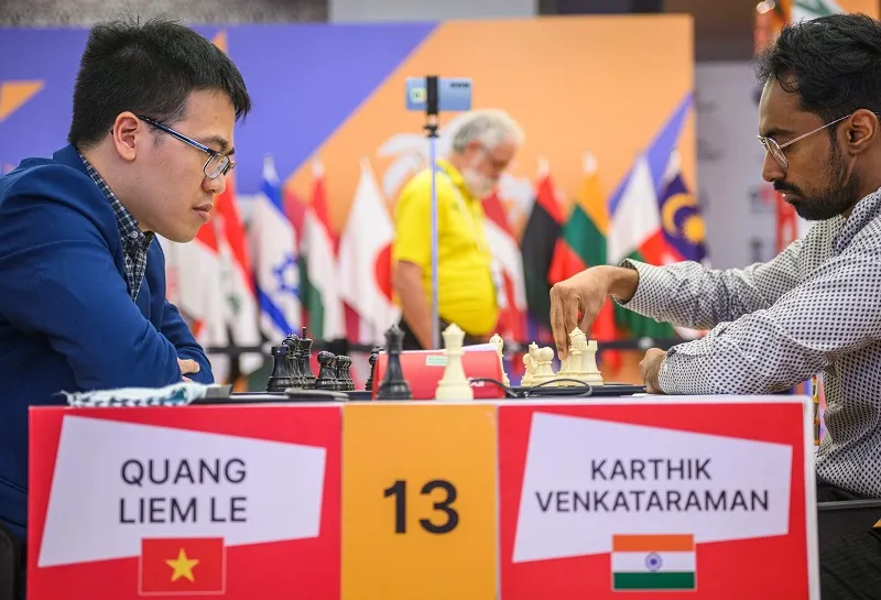 Đại kiện tướng Lê Quang Liêm đã vào vòng 5 sau khi có kết quả thắng ở vòng 4. Ảnh: FIDE