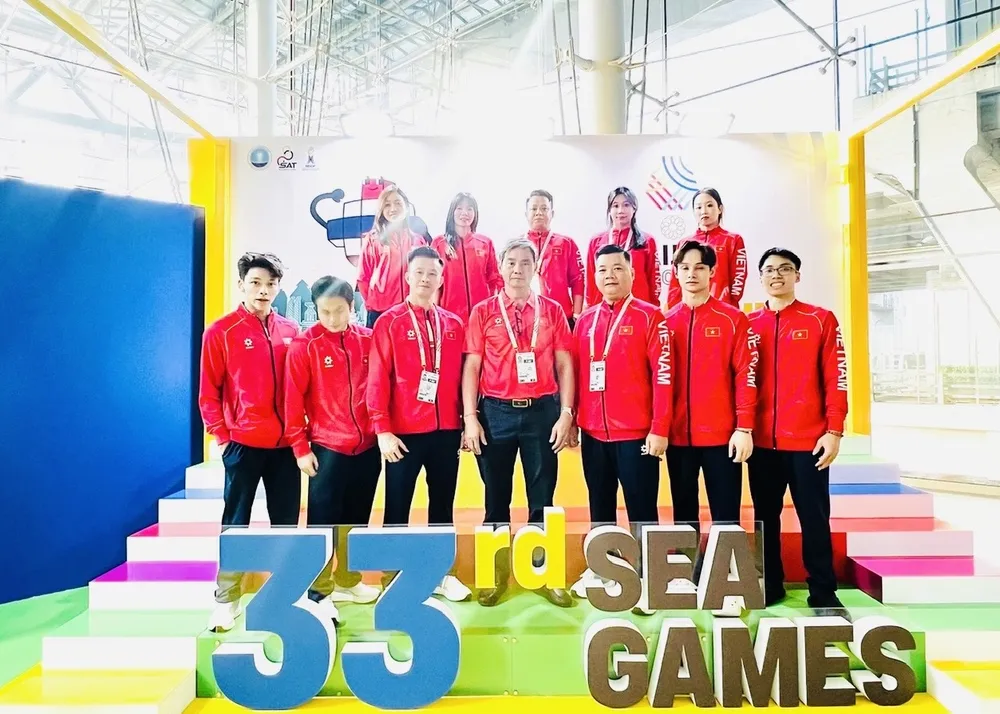 Đội tuyển TDDC Việt Nam đã có mặt tại Thái Lan và chuẩn bị thi đấu vào ngày 10-12. Ảnh: MINH CHIẾN