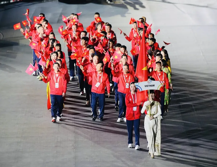 Đoàn thể thao Việt Nam tại Lễ khai mạc SEA Games 33-2025. Ảnh: ĐOÀN TTVN