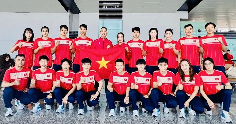 Đội tuyển cầu mây Việt Nam đã giành HCB đầu tiên tại SEA Games 33-2025. Ảnh: VSTAF