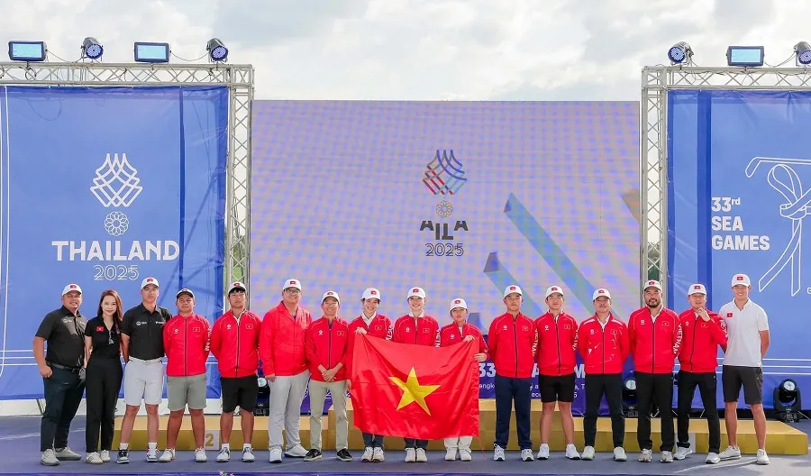 Đội tuyển golf Việt Nam có kết quả huy chương đáng kể tại SEA Games 33-2025. Ảnh: VGA