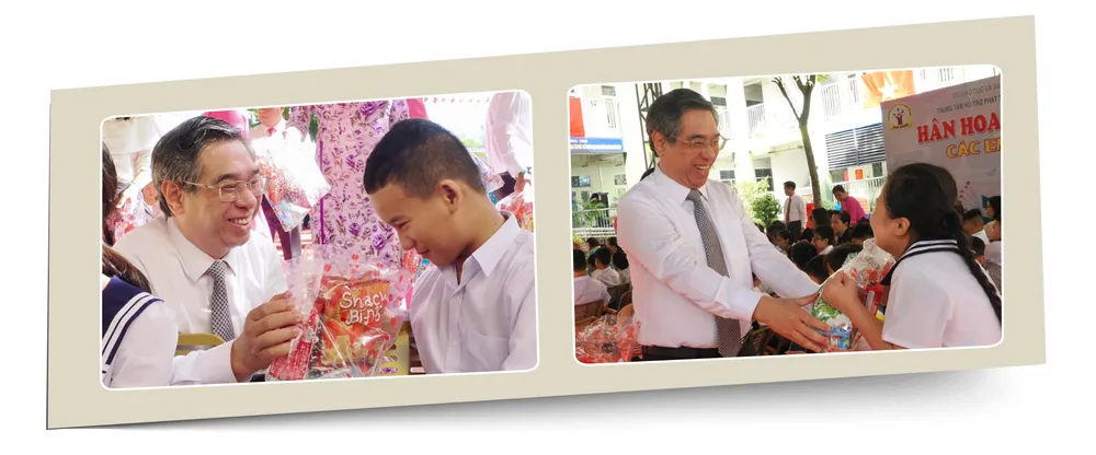 Đồng chí Nguyễn Phước Lộc dự lễ khai giảng tại Trung tâm hỗ trợ phát triển giáo dục hòa nhập Bình Chánh. Ảnh: HOÀNG HÙNG uom mam con chu - 12.jpg