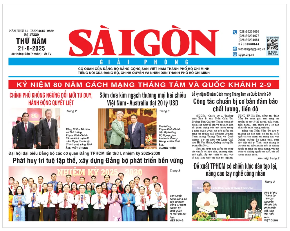 Trang 1, Báo SGGP ngày 21-8-2025 Dau an nhiem ky-phan 2-1.jpg