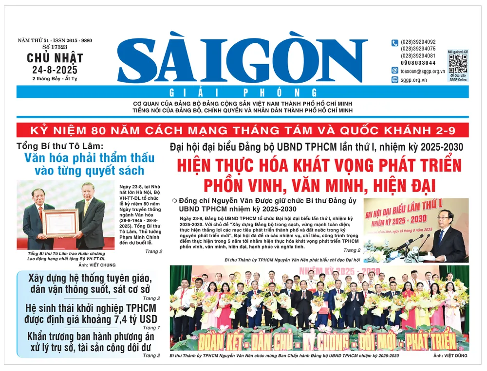 Trang 1, Báo SGGP ngày 24-8-2025 Dau an nhiem ky-phan 2-2.jpg