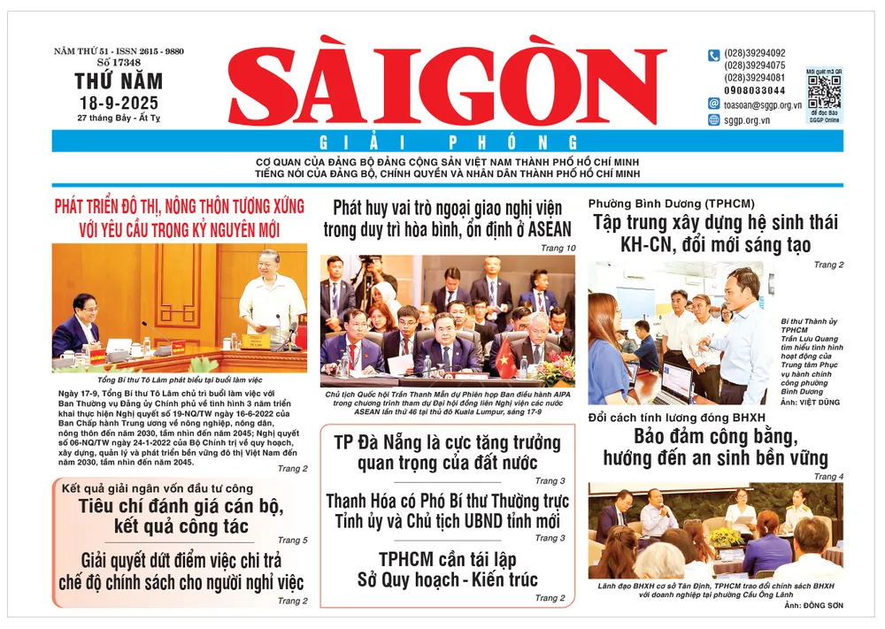 Trang 1 Báo SGGP ngày 18-9-2025 Dau an nhiem ky-phan 3-2.jpg