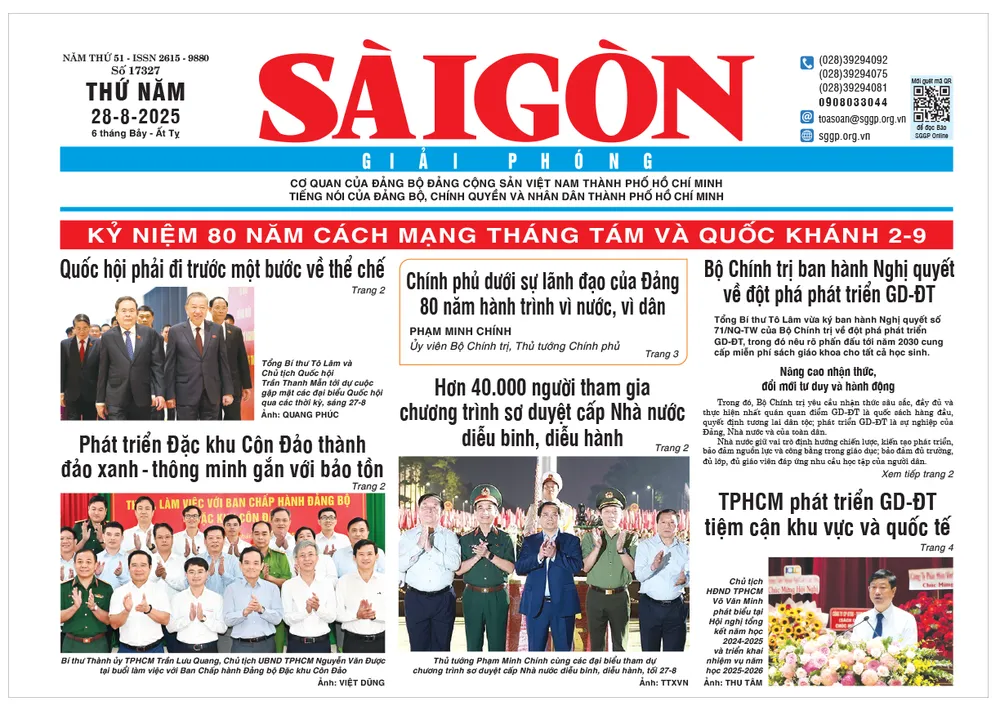 Trang 1 Báo SGGP ngày 28-8-2025 Dau an nhiem ky-phan 3.jpg