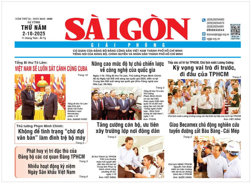 Trang 1 Báo SGGP ngày 2-10-2025 Dau an nhiem ky-p3-hinh-1.jpg