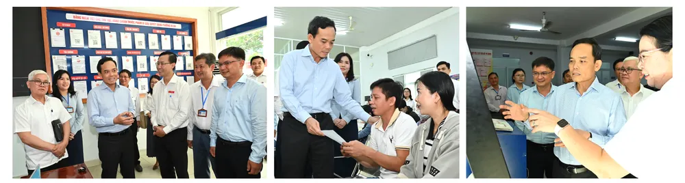 Bí thư Thành ủy TPHCM Trần Lưu Quang cùng đoàn công tác đến khảo sát tình hình hoạt động của Trung tâm Phục vụ hành chính công phường Dĩ An. Ảnh: VIỆT DŨNG Tran luu quang.jpg