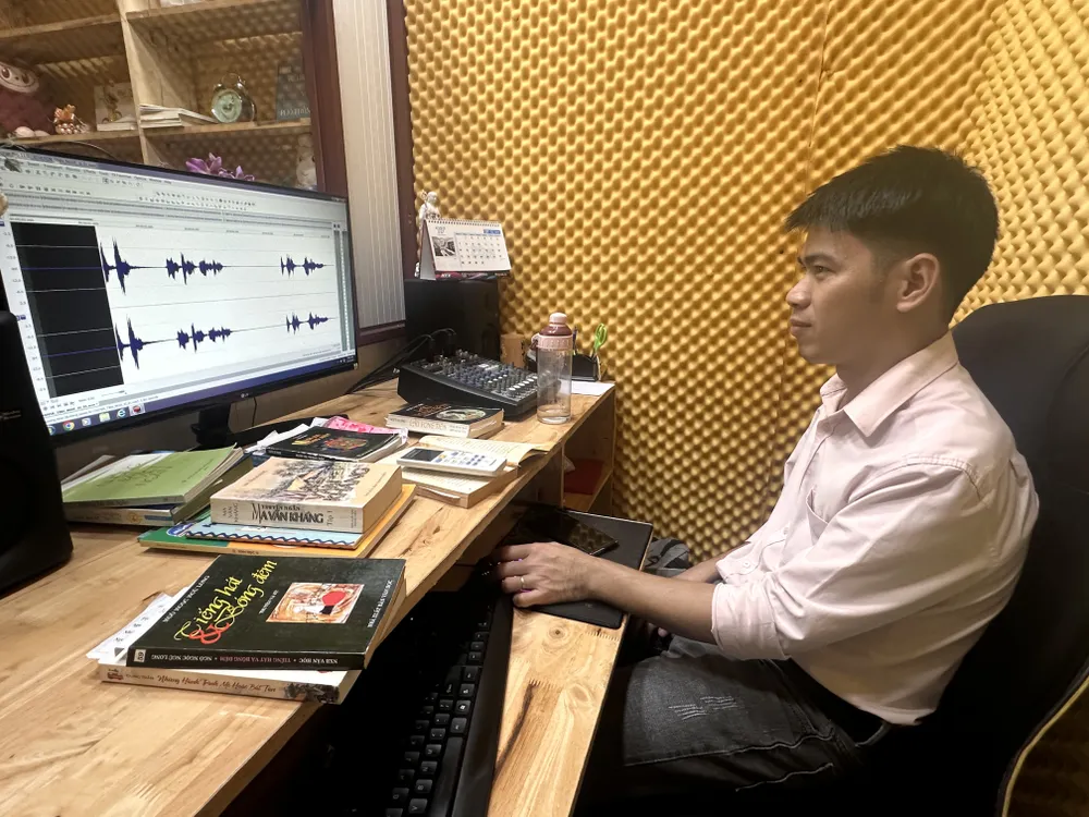 Technician working at the studio of Huong Duong Talking Book Library IMG_2480.JPG