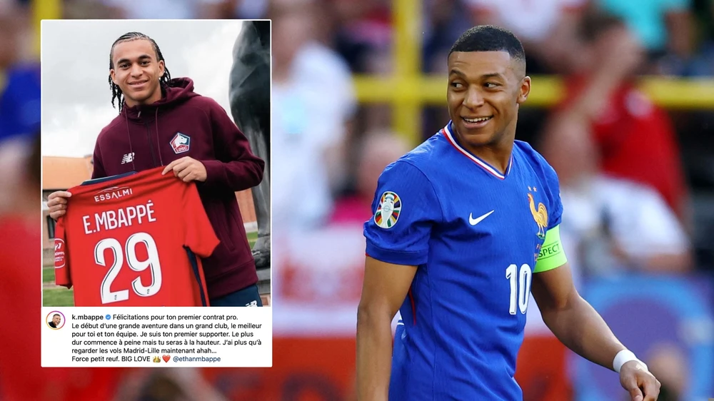 Mbappe chúc mừng em trai đến đội bóng mới trên Instagram