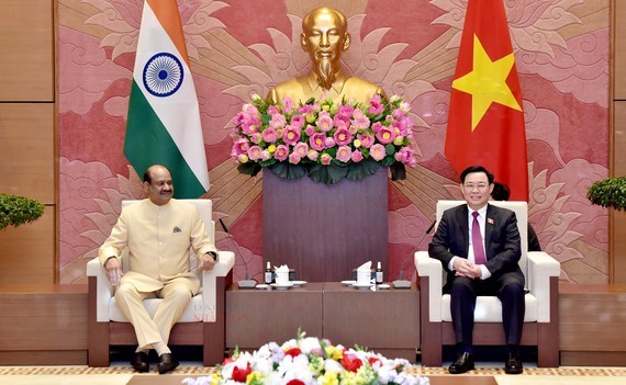 N.A Chairman Vuong Dinh Hue receives Indian Lower House Speaker ảnh 1 N.A Chairman Vuong Dinh Hue receives Indian Lower House Speaker ảnh 1