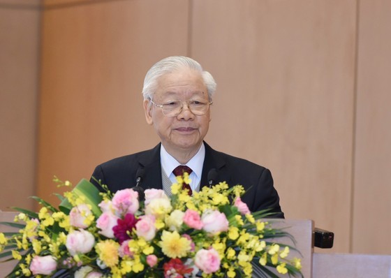 Party General Secretary Nguyen Phu Trong speaks at a teleconference on January 3. (Photo: SGGP)