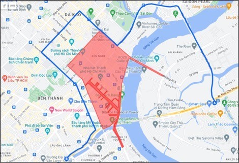 The route from Thu Duc City to District 1: Mai Chi Tho Street (Thu Duc City) → Nguyen Co Thach Street → Thu Thiem Bridge → Nguyen Huu Canh Street → Ton Duc Thang Street → Dinh Tien Hoang Street → Nguyen Dinh Chieu Street → Nam Ky Khoi Nghia Street → Vo Van Kiet Street (District 1). (Photo: SGGP) The route from Thu Duc City to District 1: Mai Chi Tho Street (Thu Duc City) → Nguyen Co Thach Street → Thu Thiem Bridge → Nguyen Huu Canh Street → Ton Duc Thang Street → Dinh Tien Hoang Street → Nguyen Dinh Chieu Street → Nam Ky Khoi Nghia Street → Vo Van Kiet Street (District 1). (Photo: SGGP)