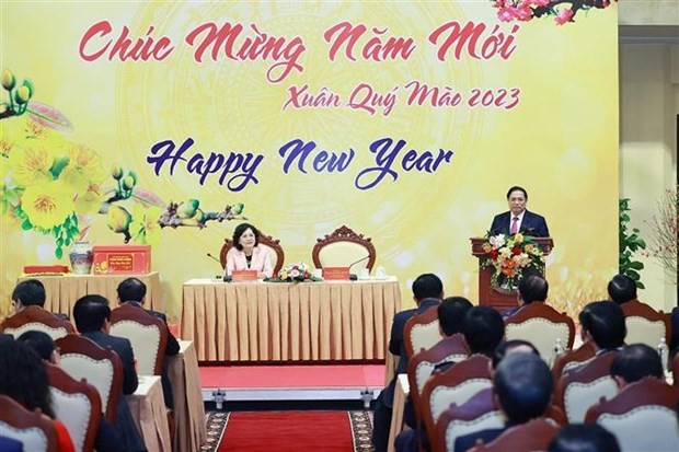 Prime Minister Pham Minh Chinh speaks at the New Year meeting with the banking sector. (Photo: VNA) Prime Minister Pham Minh Chinh speaks at the New Year meeting with the banking sector. (Photo: VNA)