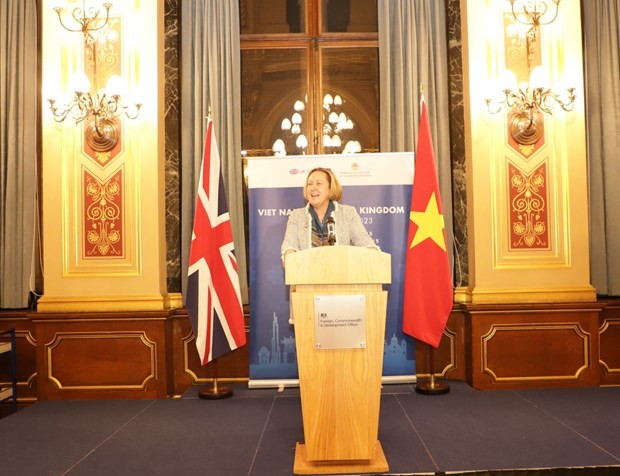 Anne-Marie Trevelyan, Minister of State in the Foreign, Commonwealth &amp; Development Office, speaks at the event. (Photo: VNA)