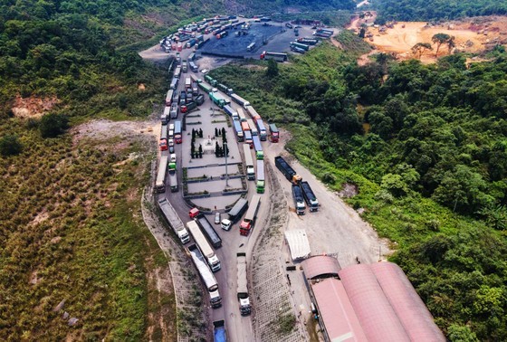 Transporting coal from Laos to Vietnam through the La Lay International Border Gate.