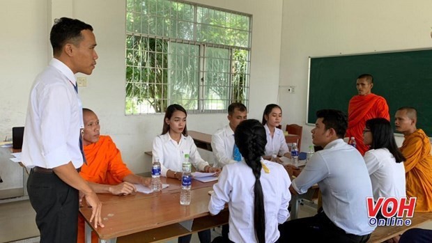 A class of khmer language, culture, art at Tra Vinh University (Photo: voh.com.vn)