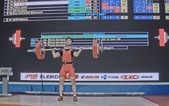 The young weightlifter Do Tu Tung bags three gold medals in men’s 55kg Junior category at the 2023 Asian Youth and Junior Weightlifting Championships. (Photo: IWF) The young weightlifter Do Tu Tung bags three gold medals in men’s 55kg Junior category at the 2023 Asian Youth and Junior Weightlifting Championships. (Photo: IWF)