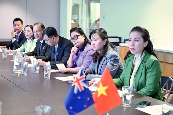 Members of the HCMC People&apos;s Council&apos;s delegation pose many questions on smart city development to Ms. Sarah Free and her colleagues.