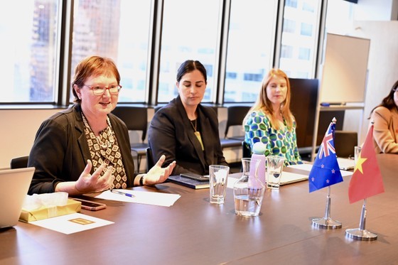 Ms. Sarah Free (L) shares Wellington&apos;s insights in smart city development.