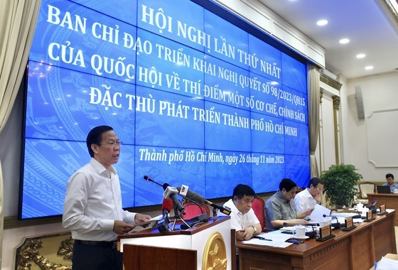 HCMC Chairman Phan Van Mai speaks at the meeting. HCMC Chairman Phan Van Mai speaks at the meeting.