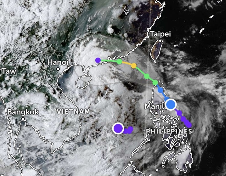 Satellite image and forecast model of the tropical depression from the United States, updated at 5:00 p.m. on September 16 (Source: Z.E) img-2363-8954-8747.jpeg.jpg