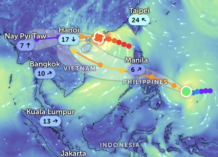 US warning model on the two storms, updated as of 1 p.m. September 24 - (Source: Z.E) img-2607-311-6717.jpeg.jpg