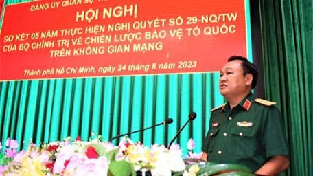 Major General Tran Vinh Ngoc, Deputy Political Commissar of the Military Zone 7 is delivering his speech Major General Tran Vinh Ngoc, Deputy Political Commissar of the Military Zone 7 is delivering his speech