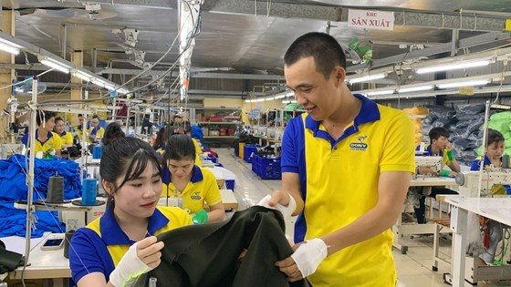 Workers in Dony Garment Co. Ltd (sited in Binh Chanh District) are checking their products