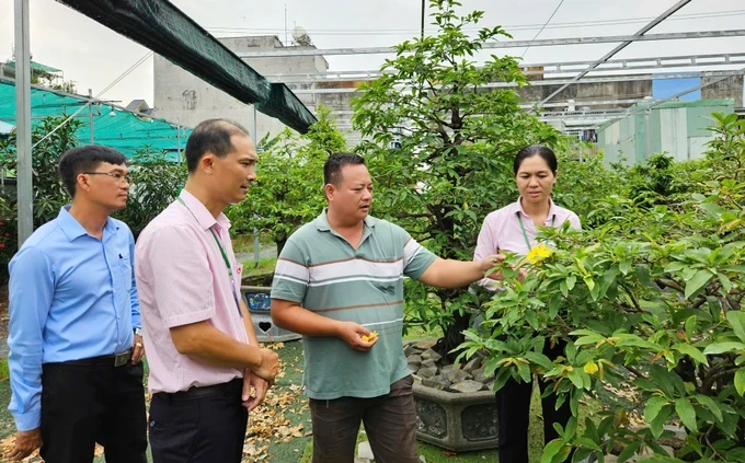 Staff members of the District 12 branch of the Vietnam Bank for Social Policies survey households borrowing preferential loans to address employment under Resolution No. 98/2023/QH15 (Photo: SGGP) 42.jpg