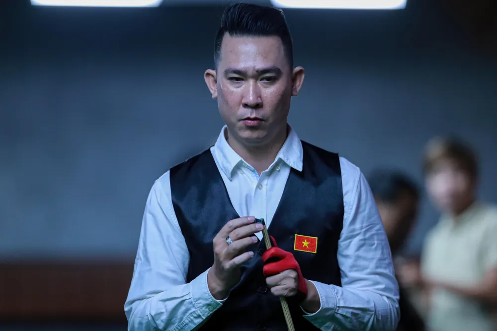 Cơ thủ Lưu Minh Phúc trong ngày "thử lửa" ở nội dung mới Chinese pool ngay tại TPHCM. Ảnh: Quỳnh Mai.