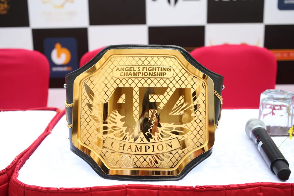 Chiếc đai vô địch Angel's Fighting Championship 25 (AFC 25). Ảnh: Quỳnh Mai Chiếc đai vô địch Angel's Fighting Championship 25 (AFC 25). Ảnh: Quỳnh Mai