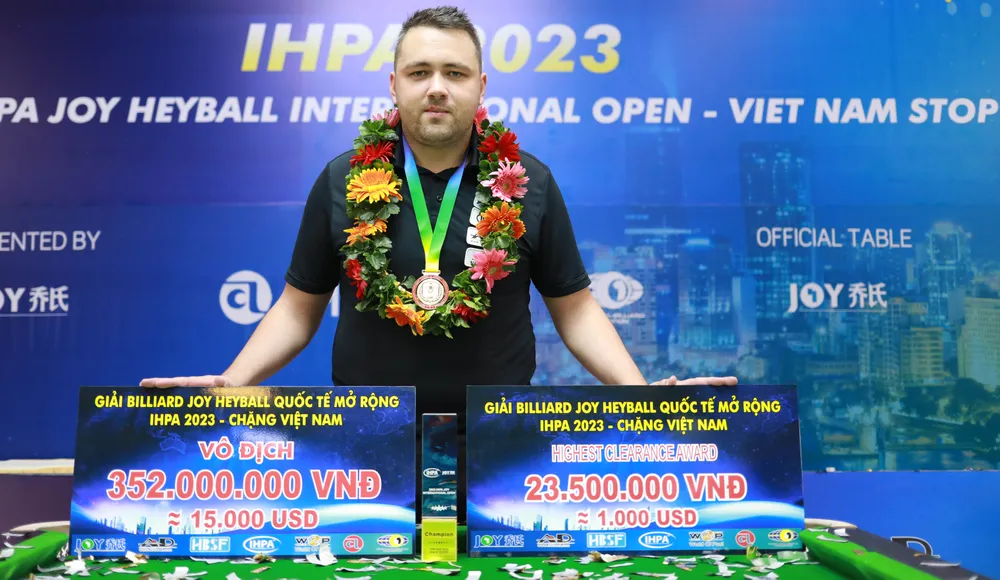 Jack Whelan giành chức vô địch giải với số tiền thưởng lên đến 15.000 USD. Ngoài ra, cơ thủ người Anh còn giành luôn giải thưởng phụ cho VĐV có tổng số chấm (dọn bàn trong 1 lượt cơ) cao nhất giải trị giá 1000 USD Jack Whelan giành chức vô địch giải với số tiền thưởng lên đến 15.000 USD. Ngoài ra, cơ thủ người Anh còn giành luôn giải thưởng phụ cho VĐV có tổng số chấm (dọn bàn trong 1 lượt cơ) cao nhất giải trị giá 1000 USD