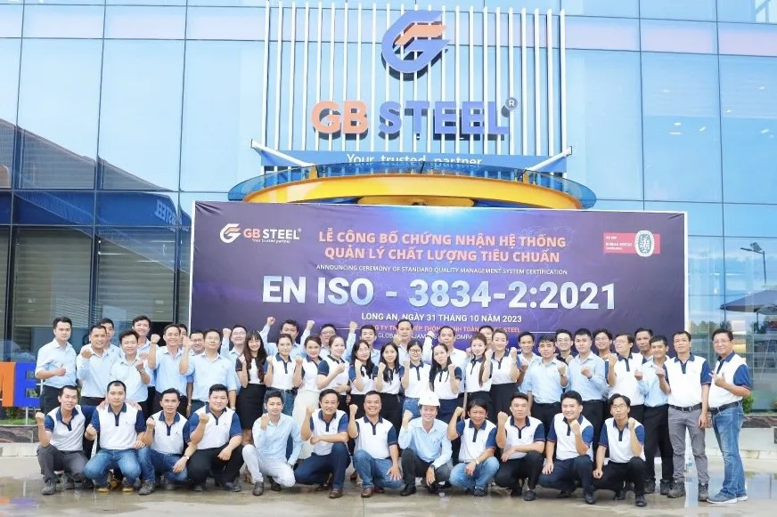 Tập thể CB-CVN công ty GB Steel tại lễ công bố chứng nhận hệ thống quản lý chất lượng tiêu chuẩn EN ISO - 3834-2:2021 Tập thể CB-CVN công ty GB Steel tại lễ công bố chứng nhận hệ thống quản lý chất lượng tiêu chuẩn EN ISO - 3834-2:2021