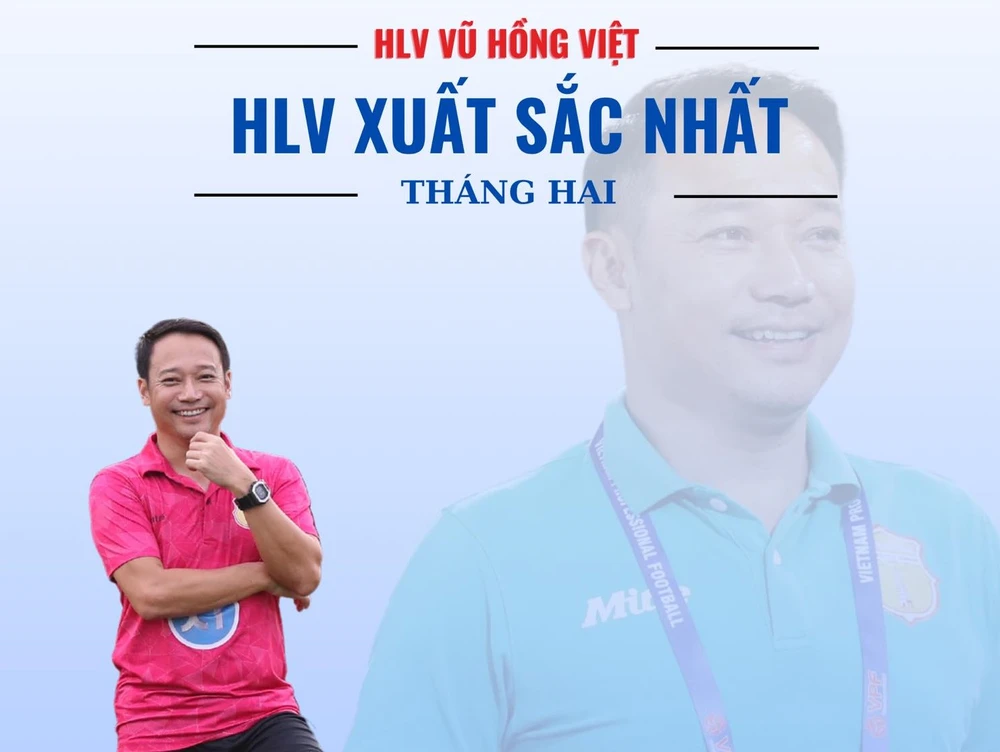 HLV Vũ Hồng Việt cùng CLB Nam Định giành cú ăn 3 ở cuộc bầu chọn trong tháng 2