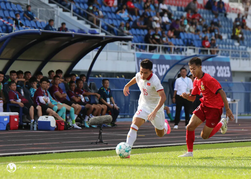 Các cầu thủ Việt Nam từng vừa qua Lào 4-1 ở trận ra quân giải vô địch U23 Đông Nam Á 2023 VFF_2856.jpg