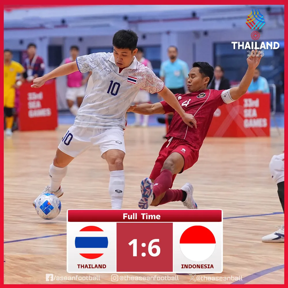 Trận thua 1-6 trước đội tuyển futsal Indonesia vào tối 19-12 đã nhấn thêm nỗi buồn của bóng đá Thái Lan tại SEA Games 33.