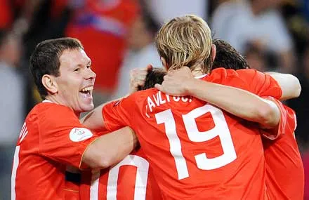 Các cầu thủ Nga trong trận đấu gặp Thụy Điển.