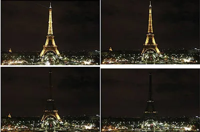 Cảnh tắt đèn ngoạn mục trên tháp Eiffel ở Paris (Pháp) Ảnh: REUTERS Cảnh tắt đèn ngoạn mục trên tháp Eiffel ở Paris (Pháp) Ảnh: REUTERS