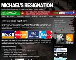 Trang web bán “cổ phiếu” phim Michael’s Resignation. Trang web bán “cổ phiếu” phim Michael’s Resignation.