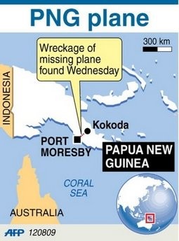 Map of Papua New Guinea showing where a plane crashed killing 13 people Map of Papua New Guinea showing where a plane crashed killing 13 people